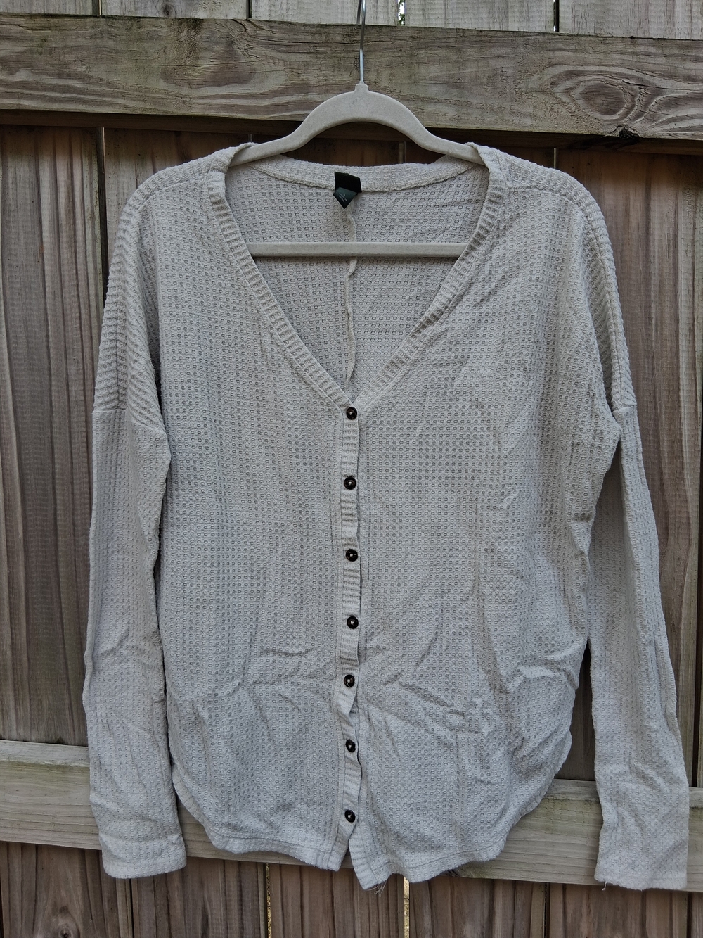 wild fable Cream Button-Up Waffle Knit Sweater